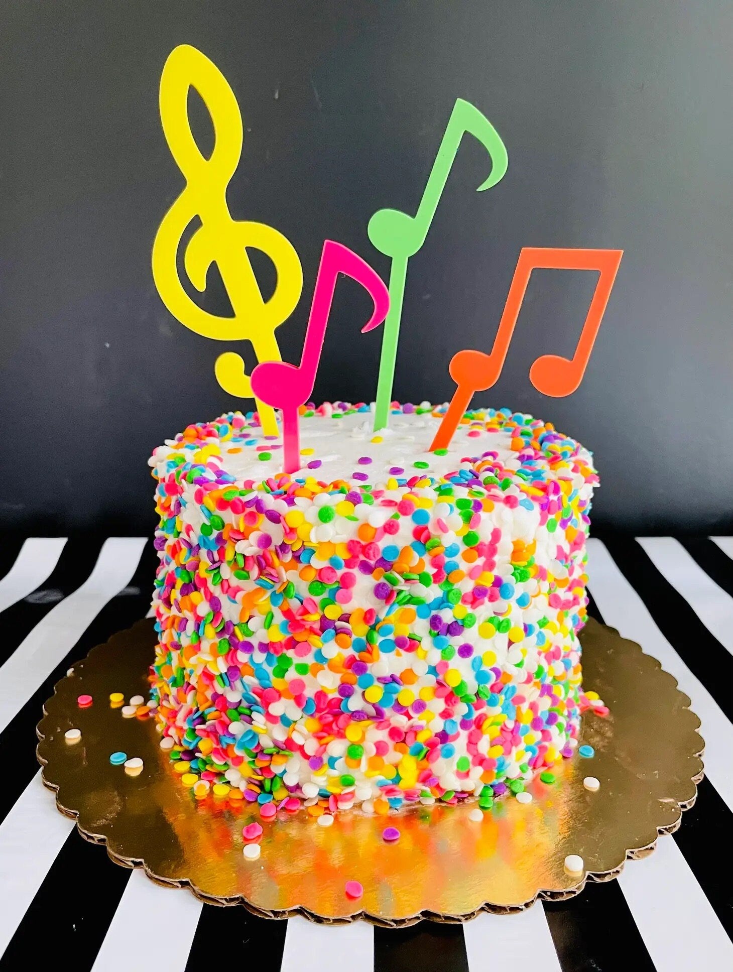 Multicolor Acrylic Music Note Cake Toppers - set of 4 designs
