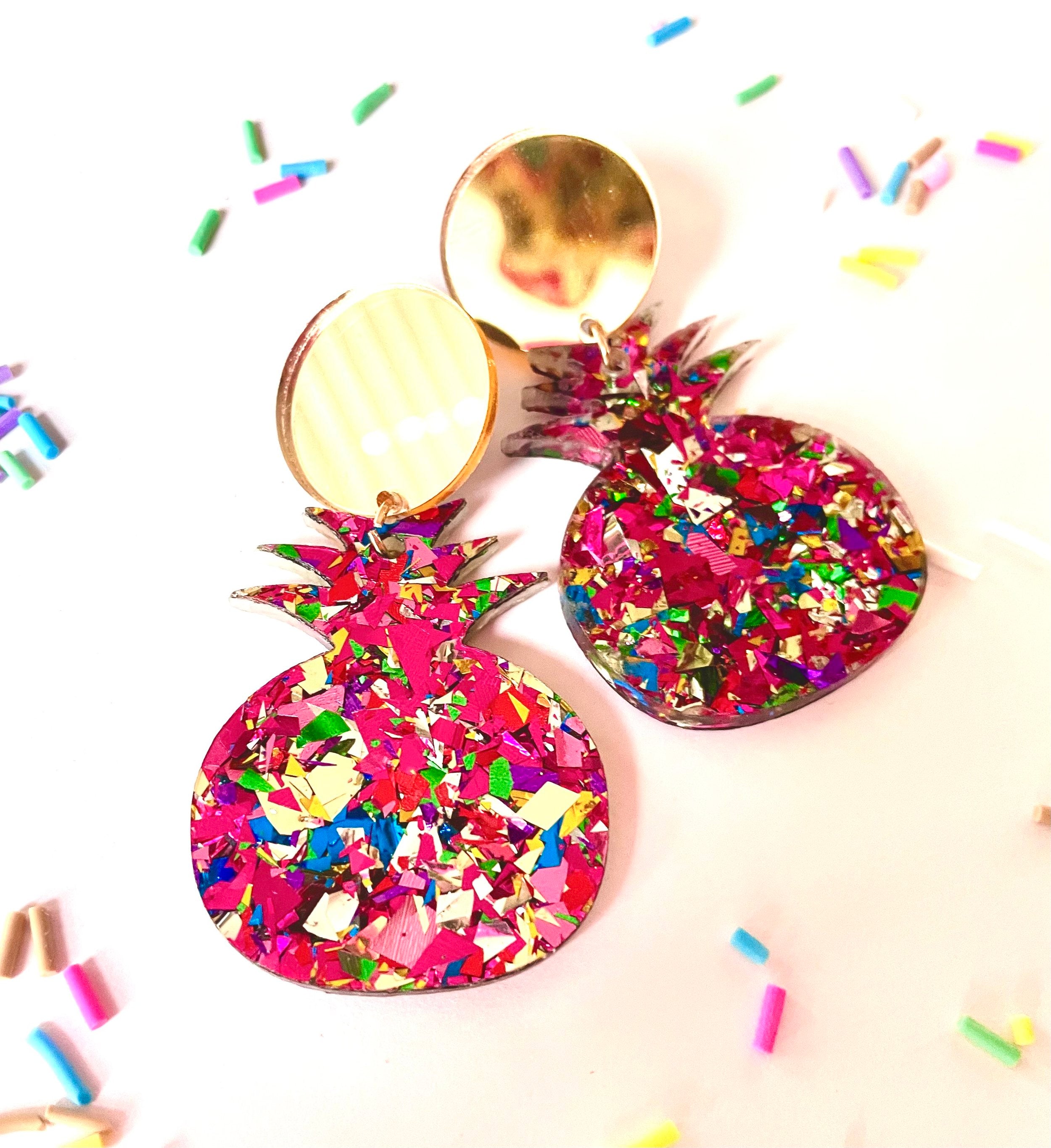 Sugar Statement Acrylic Party Pineapple Earrings