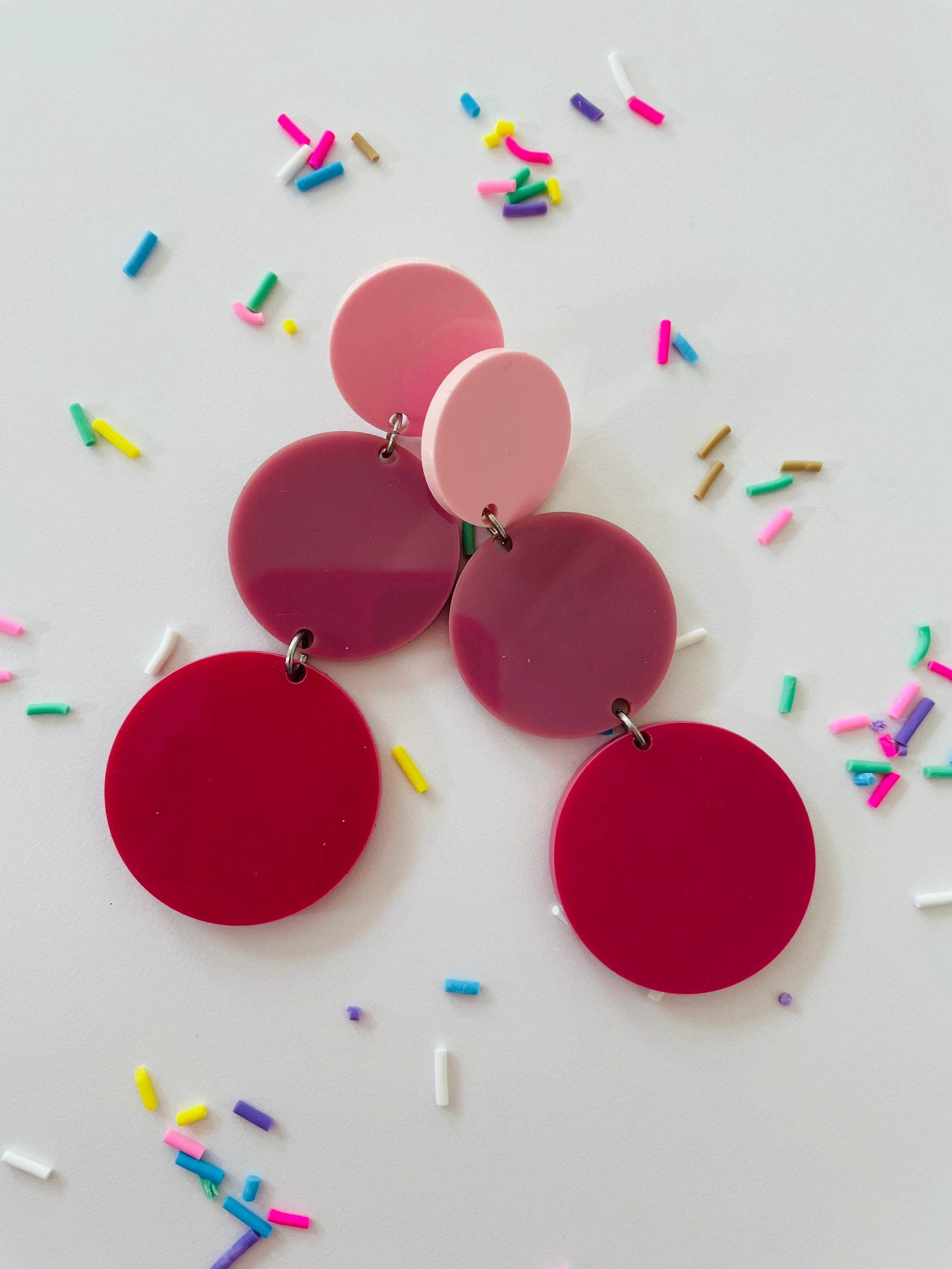 Sugar Statement Acrylic Ombre Cake Pink Earrings